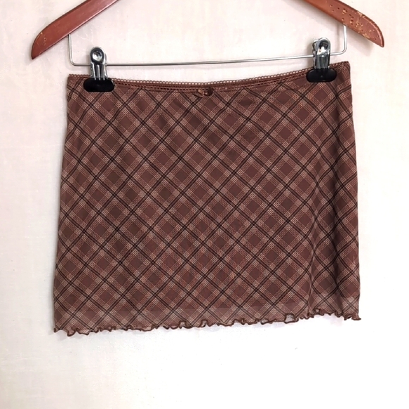 Divided by H&M Brown Plaid Mini Skirt Pull-On Size Small - Picture 1 of 5